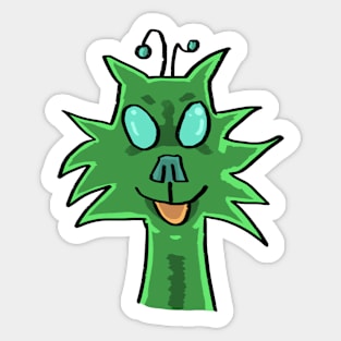 Green alien cat Sticker